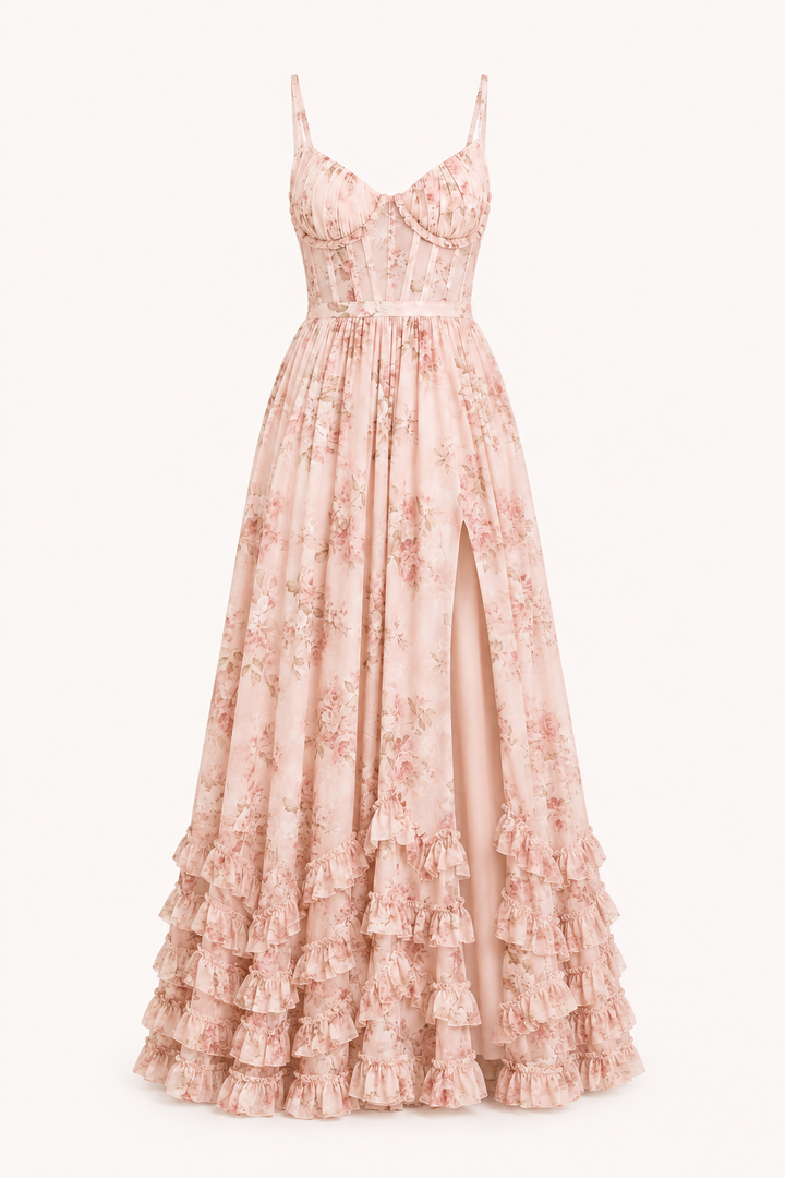 Langes elegantes geblümtes Partykleid - Elara