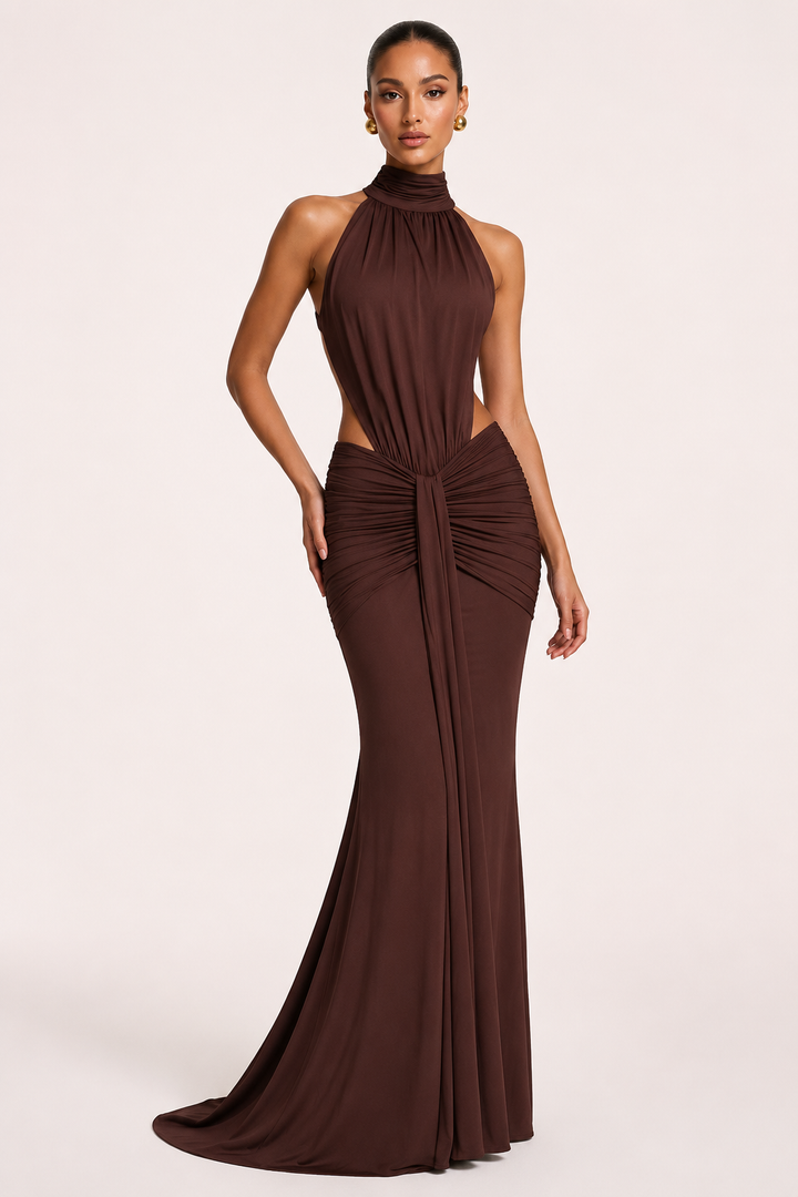 Elegantes langes Kleid mit Neckholder für Frauen - Klara