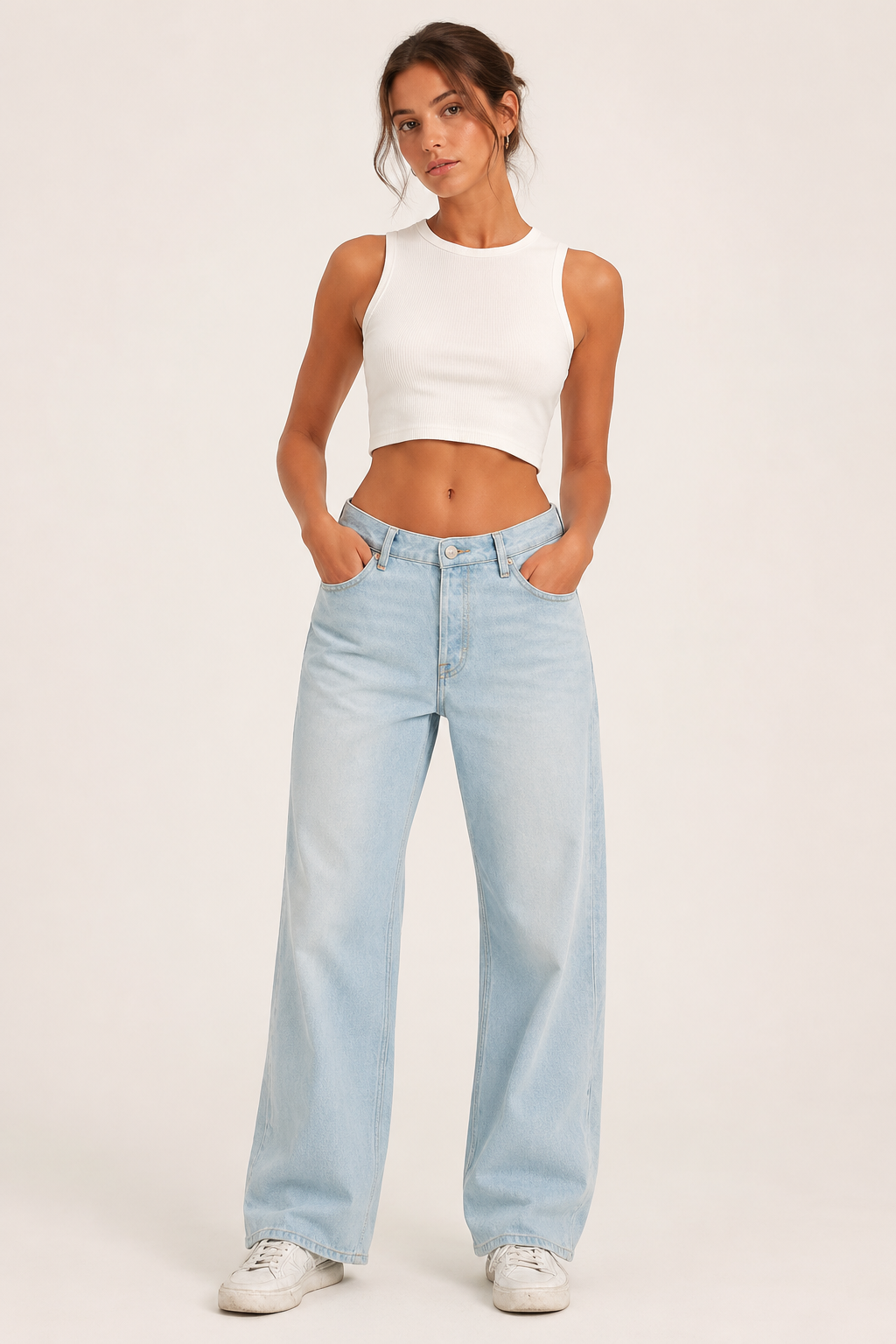 Baggy-Jeans für Damen mit hoher Taille, weitem Bein und geradem Schnitt – Marlene