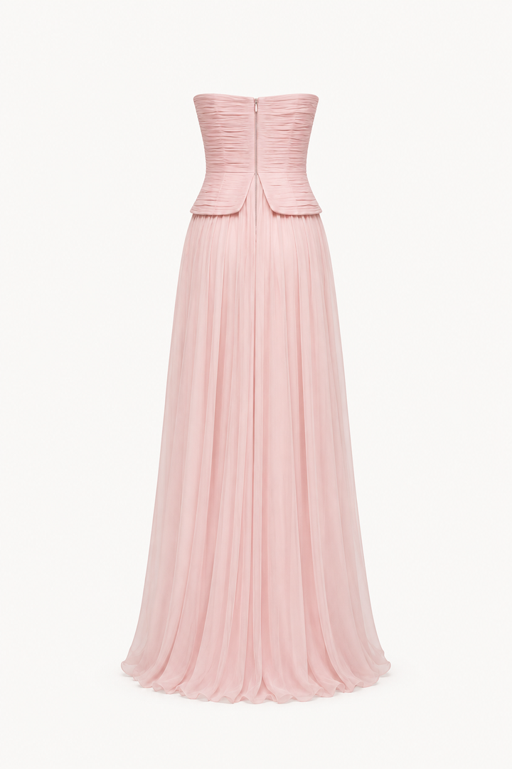 Elegantes langes trägerloses plissiertes Kleid für Frauen - Enice