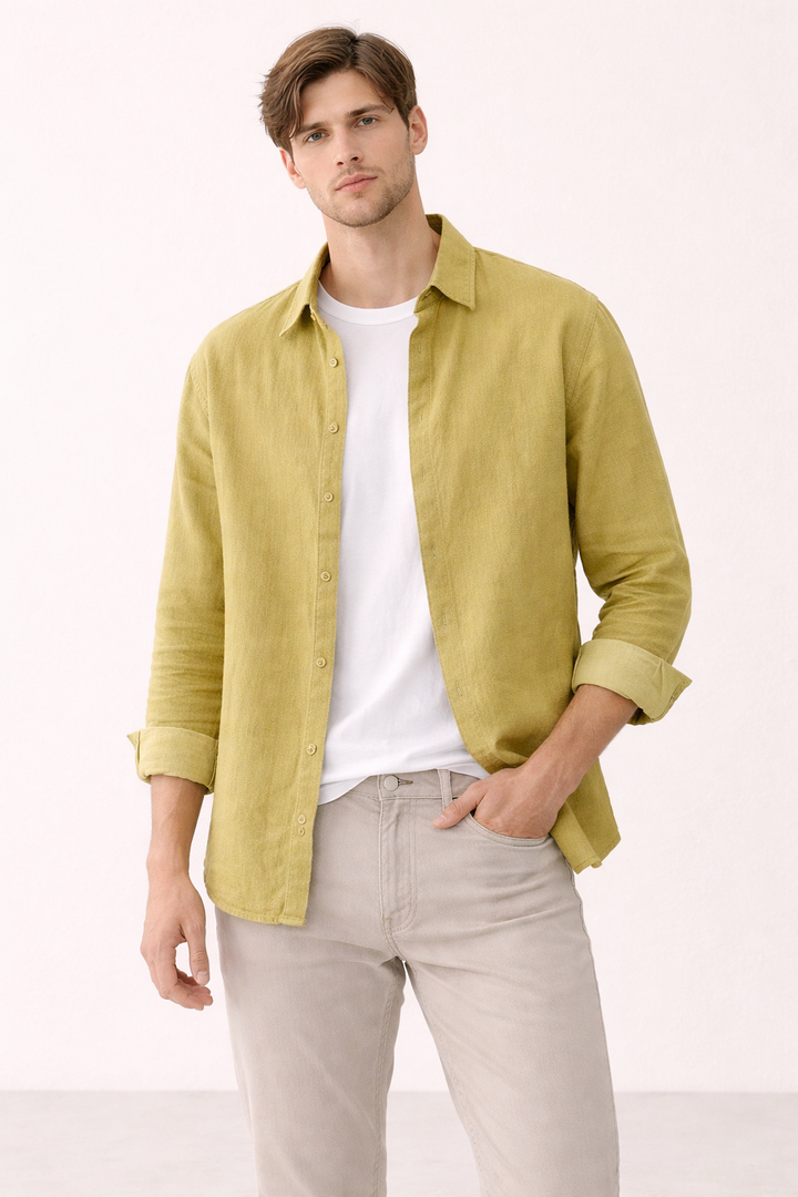 Herren Langarm Leinenhemd Sommer - Harry