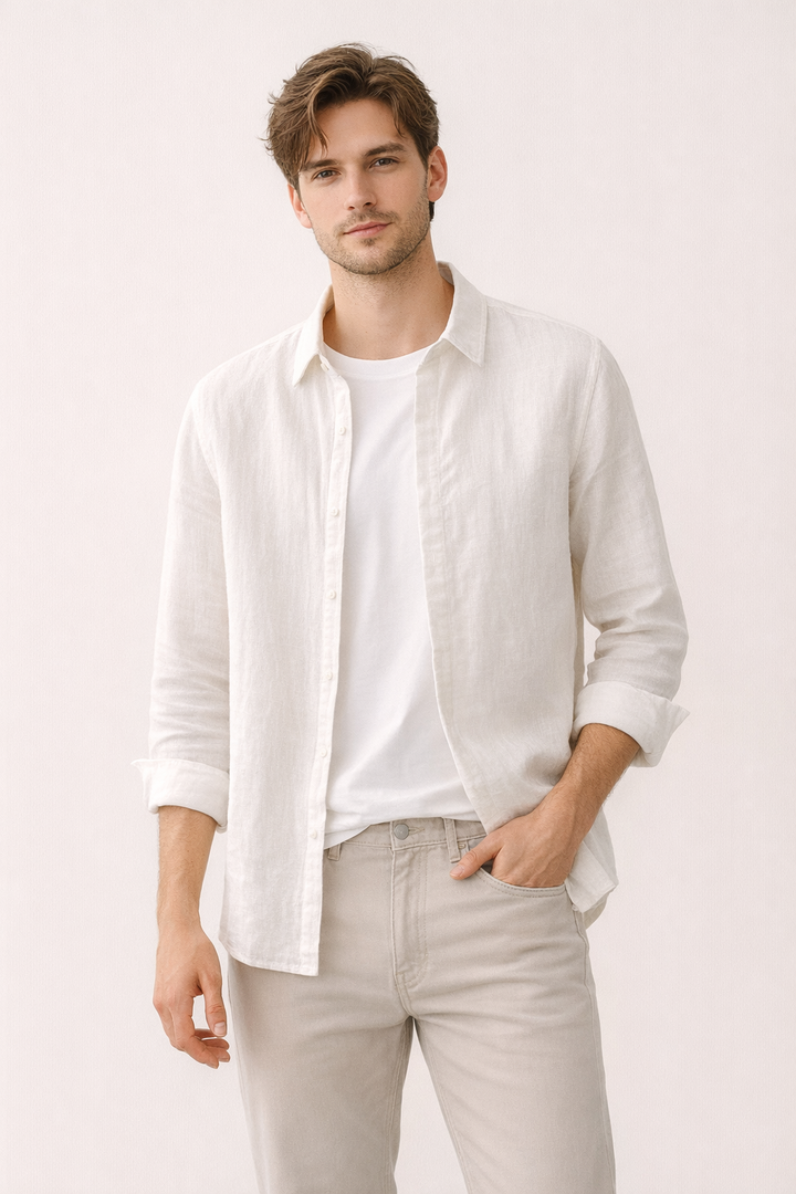 Herren Langarm Leinenhemd Sommer - Harry