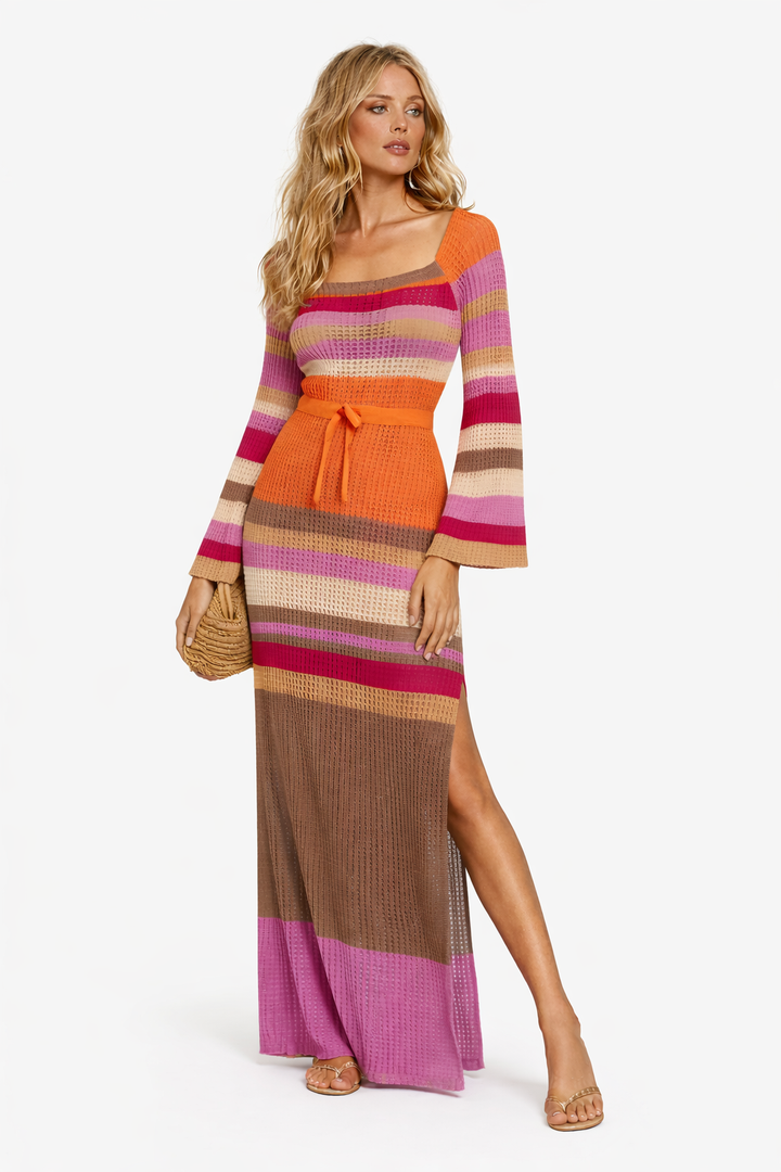 Damen-Strickkleid mit offenem geradem Ausschnitt - Sophie