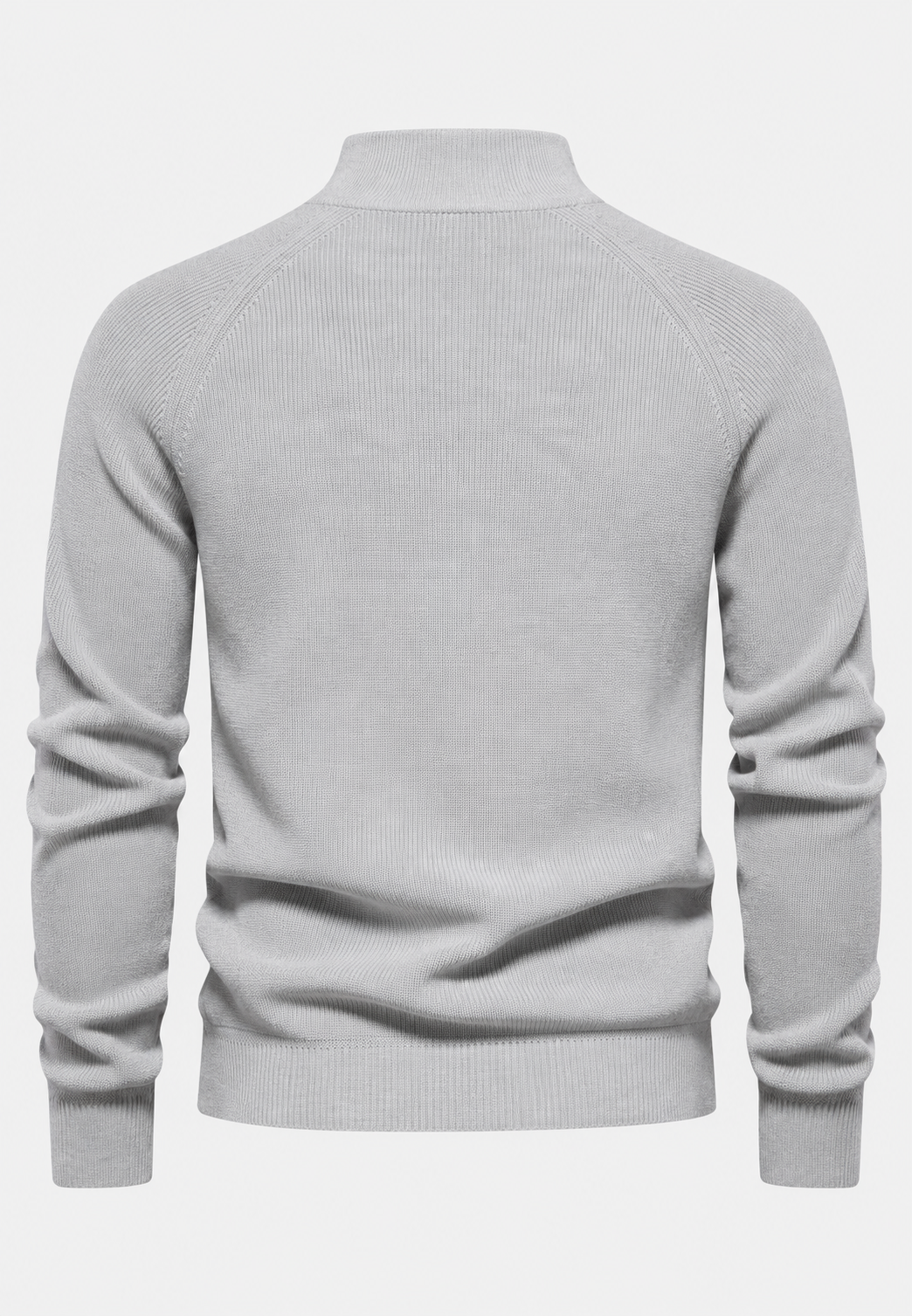 Herrenpullover mit halbem Reißverschluss, Stehkragen und Raglanärmeln – Aurel