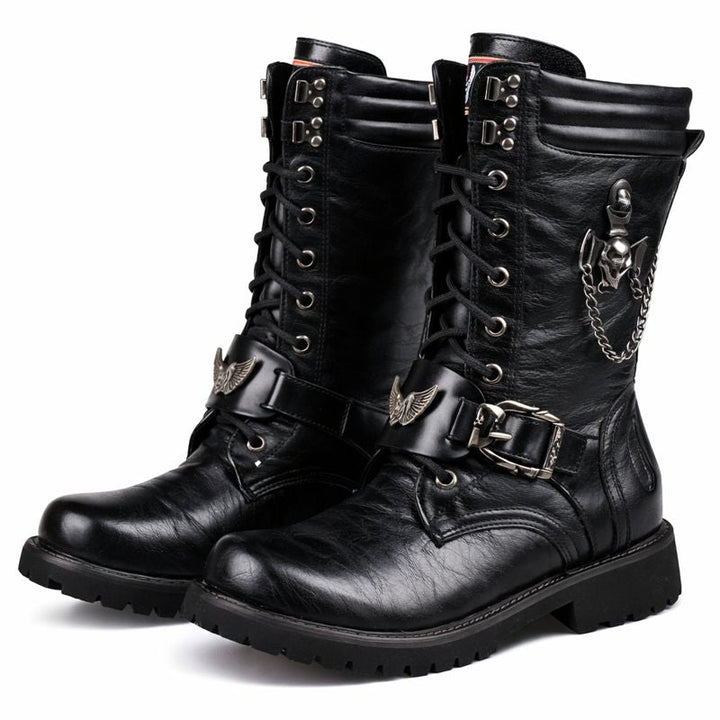 Halbhoher Herrenstiefel aus Leder mit robuster Sohle - Rovian