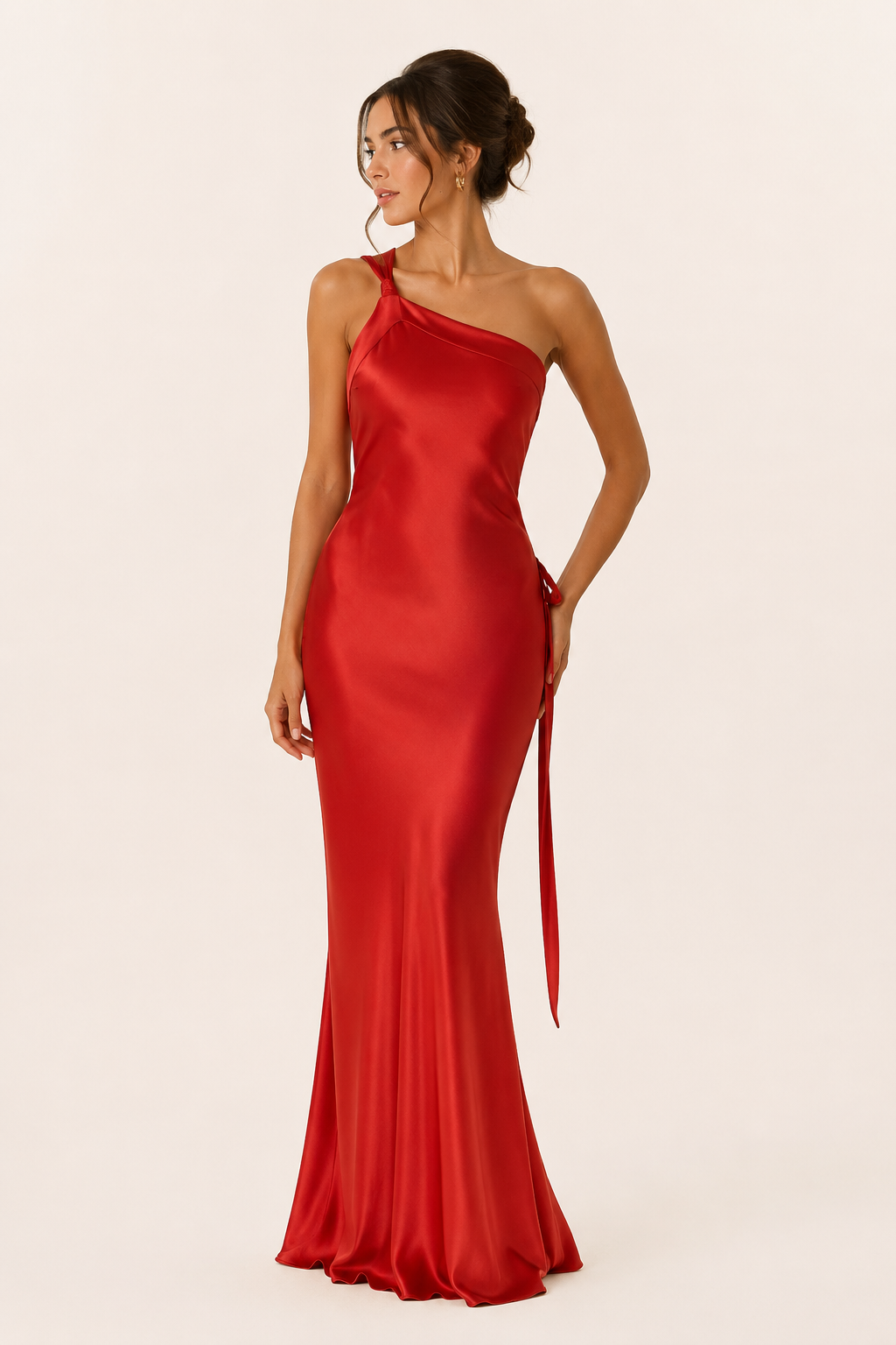 Asymmetrisches langes Kleid mit einer Schulter - Annelie