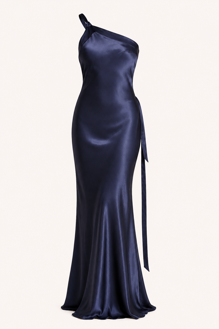 Asymmetrisches langes Kleid mit einer Schulter - Annelie