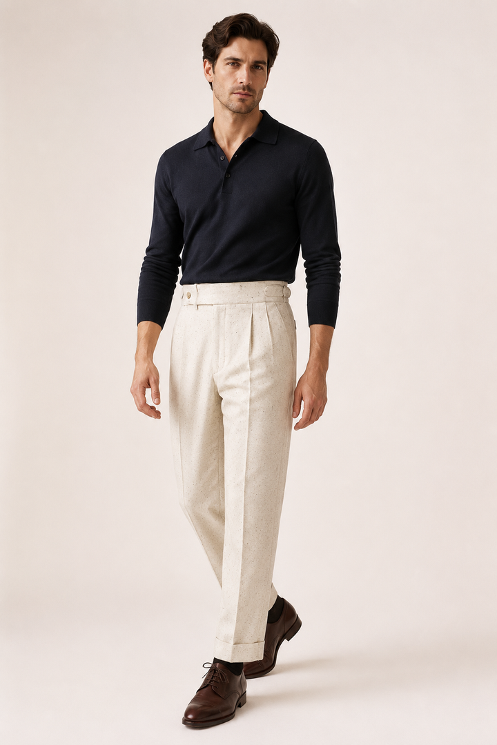Locker sitzende Herren-Freizeithose mit geradem Bein und zwei Abnähern – Ewald
