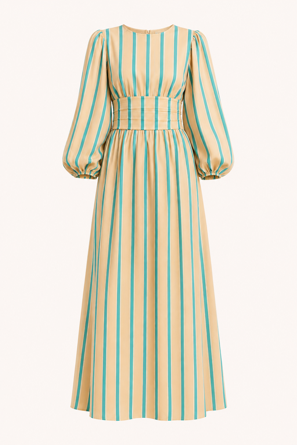 Langes gestreiftes Kleid mit Puffärmeln - Larissa