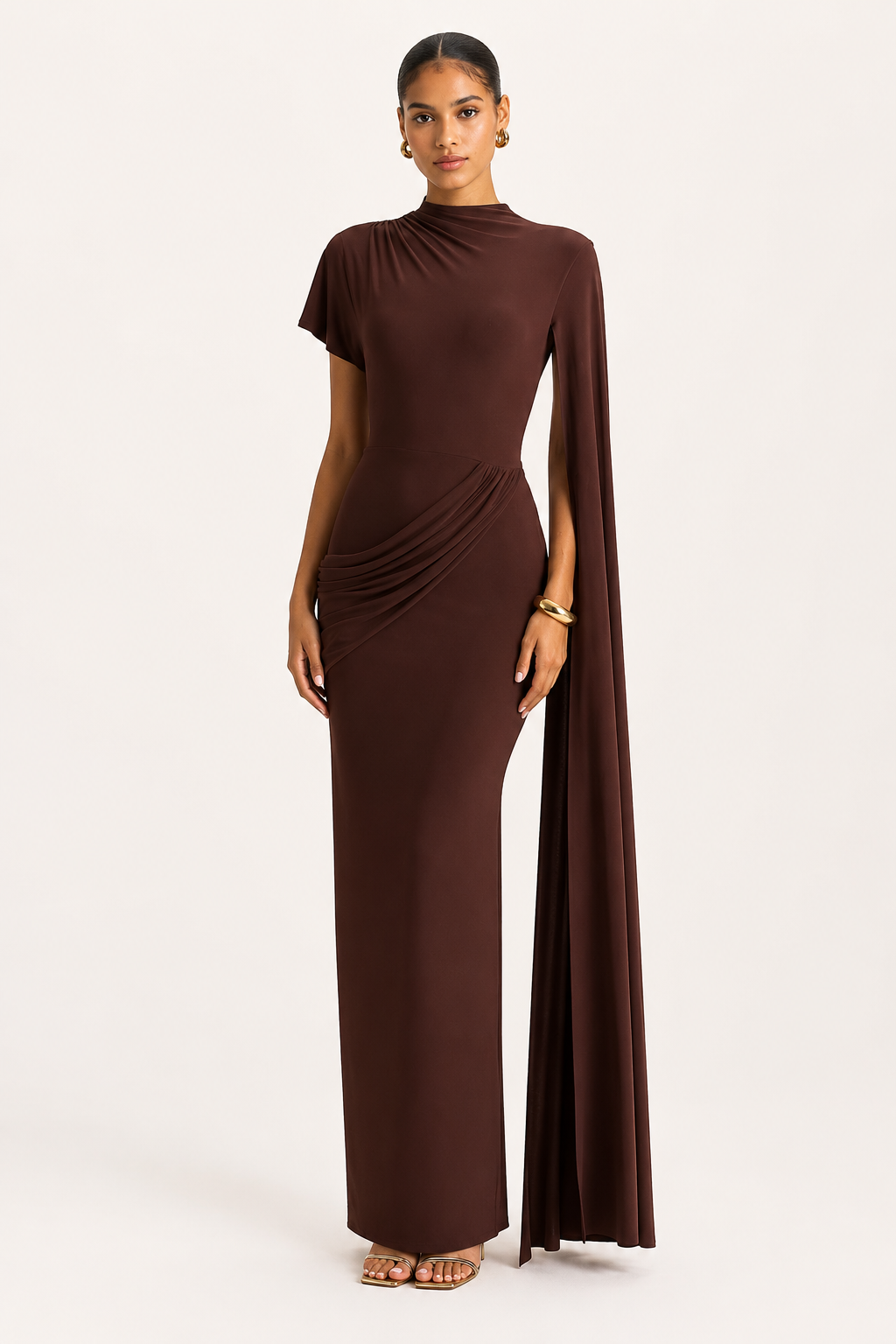 Langes Kleid für Frauen mit elegantem Rollkragen - Mirna