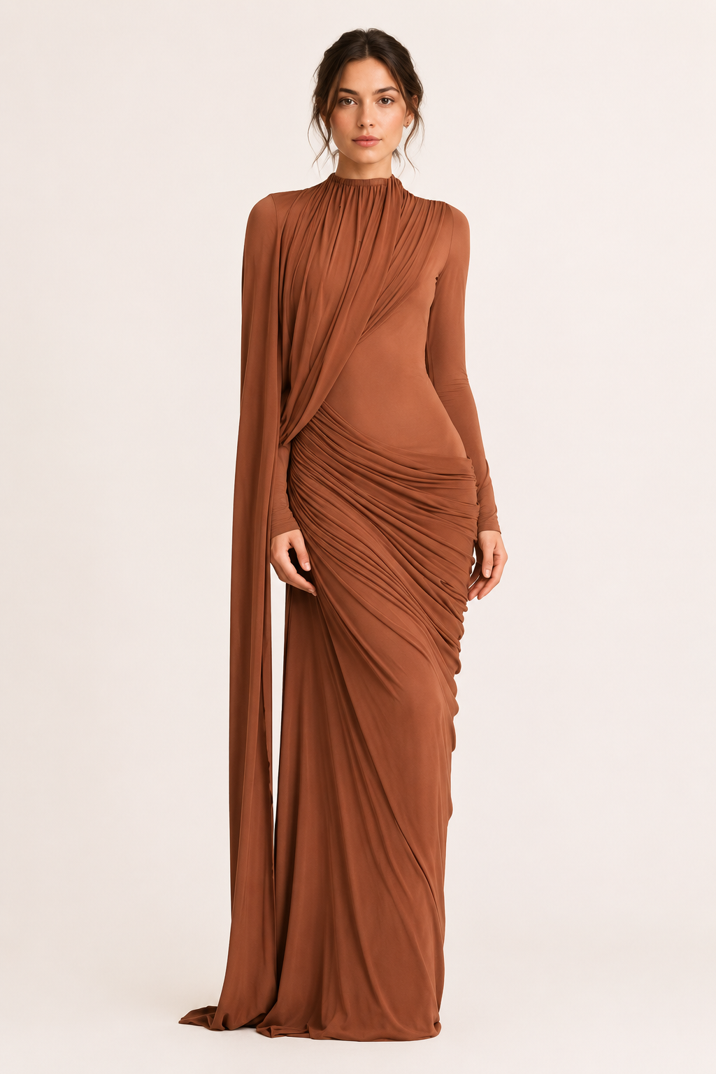 Langes Kleid mit langen Ärmeln elegantes Hochzeitsgastkleid - Gisela