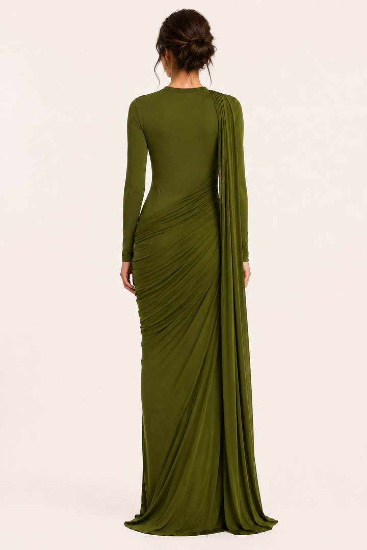 Langes Kleid mit langen Ärmeln elegantes Hochzeitsgastkleid - Gisela