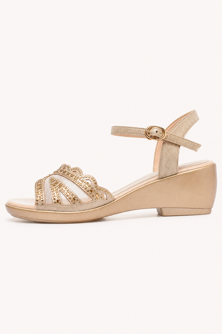 Elegante orthopädische Sandalen für Damen mit niedrigem Keilabsatz – Romina