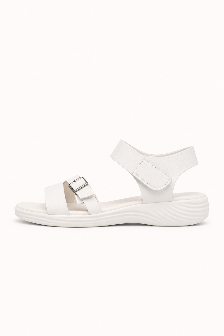 Damen-Sandalen mit niedrigem Keilabsatz und Klettverschluss – Leoni