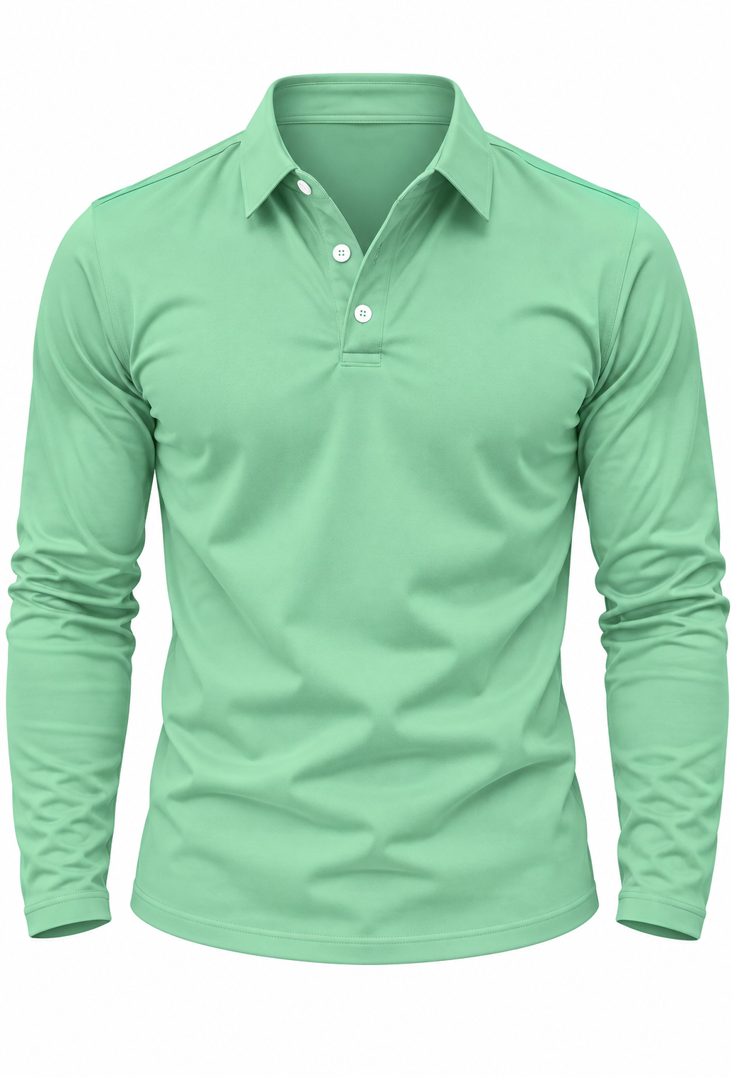 Herren-Poloshirt mit langen Ärmeln, Hemdkragen und Knöpfen – Breno