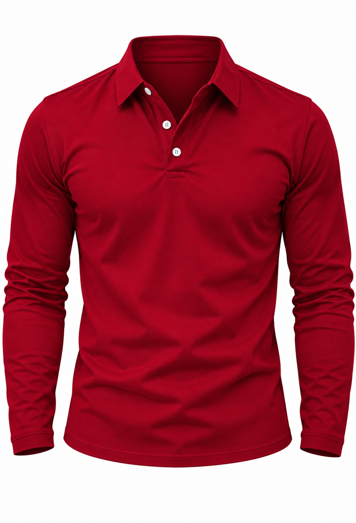 Herren-Poloshirt mit langen Ärmeln, Hemdkragen und Knöpfen – Breno