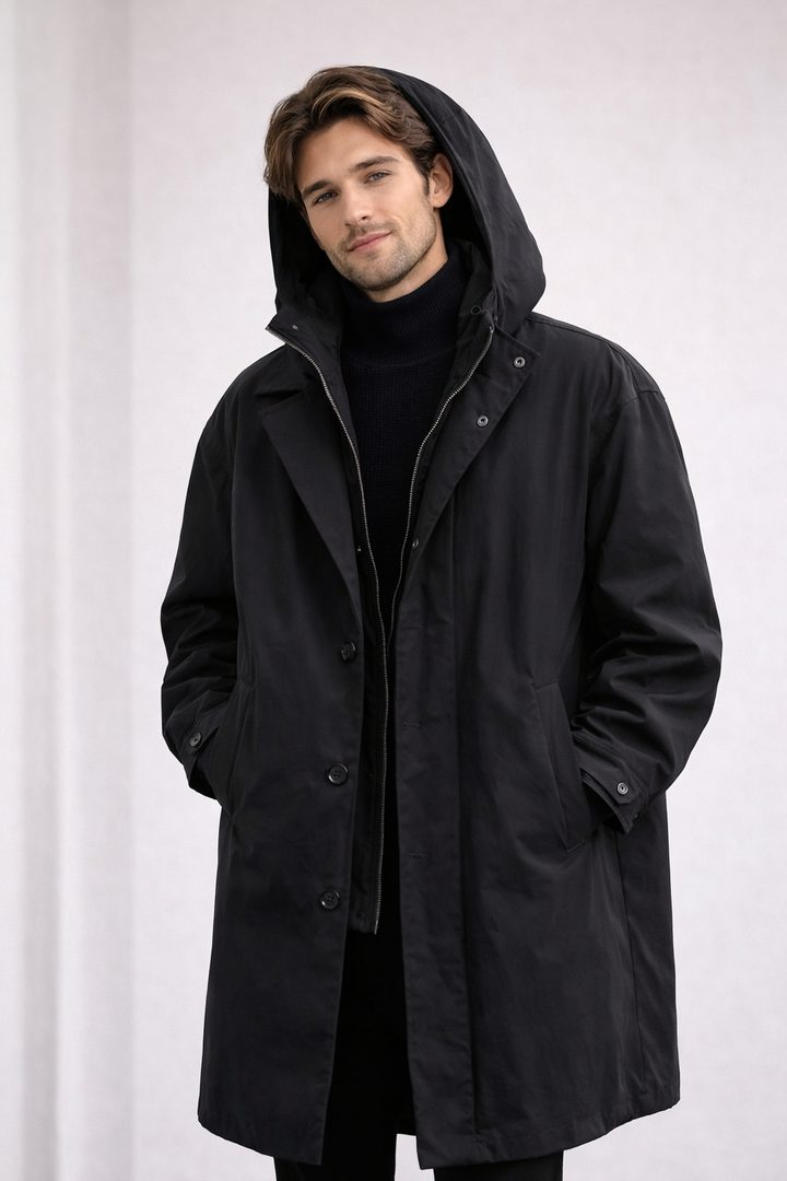 Lange leichte Herrenjacke mit Kapuze - Mrosi