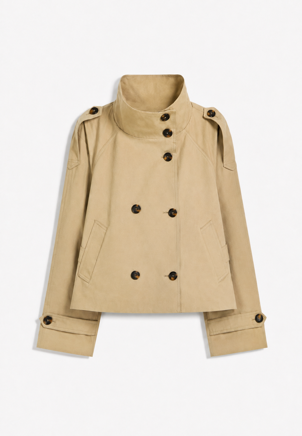 Damen-Trenchcoat mit hohem Kragen und Gürtel – Solène