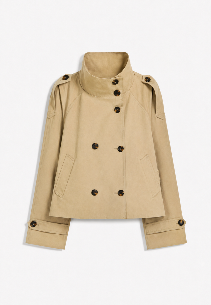Damen-Trenchcoat mit hohem Kragen und Gürtel – Solène