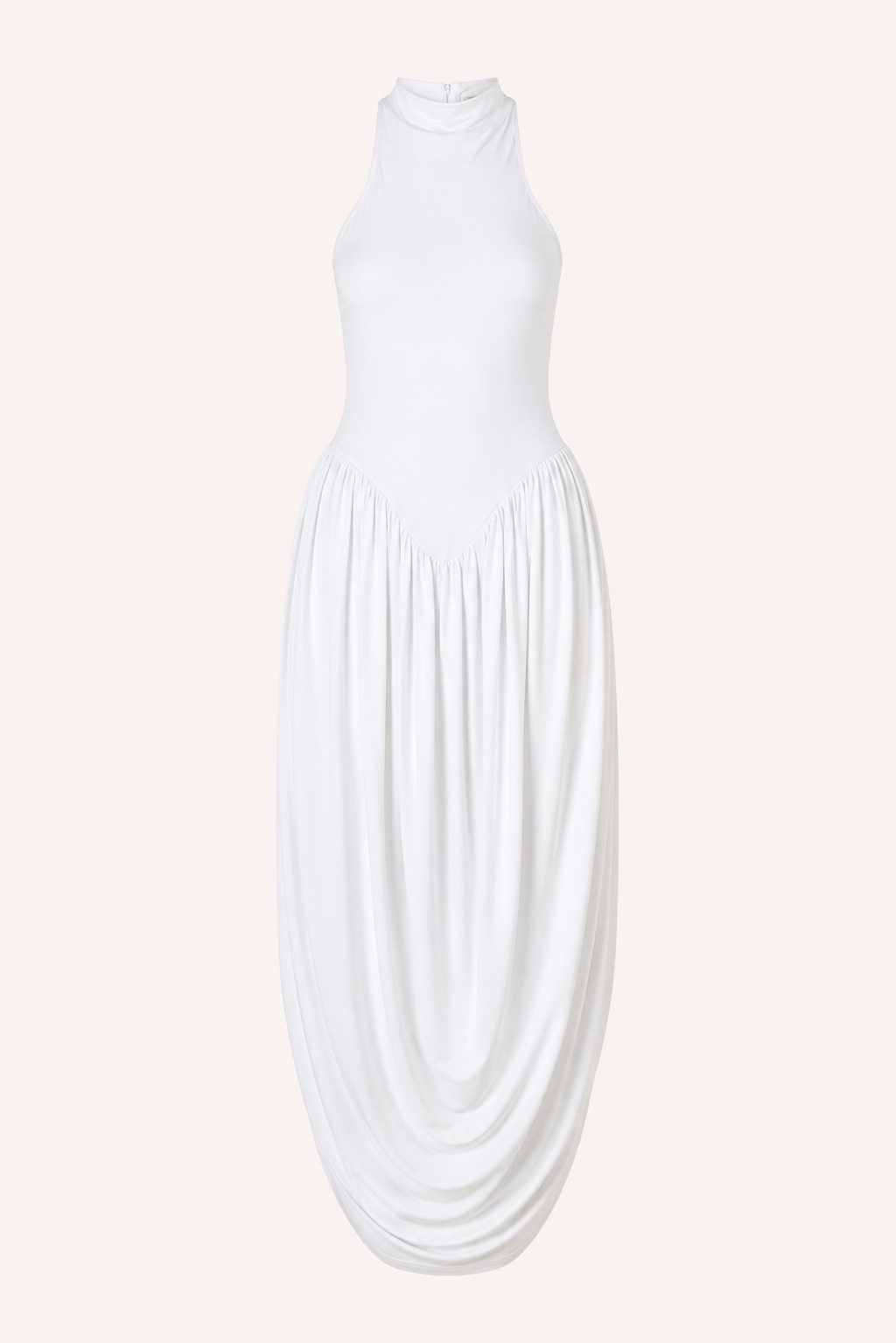 Langes Sommerkleid für Damen mit Halterkragen und fließendem Rock – Liv