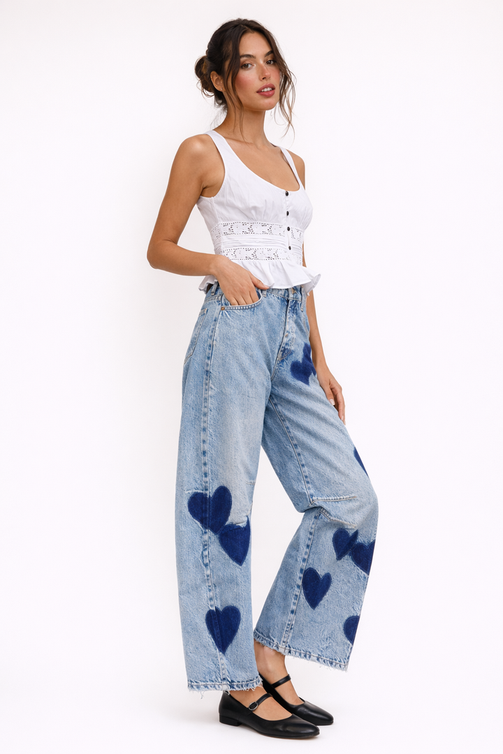 Skinny-Jeans mit Herz-Print für Damen - Margaret