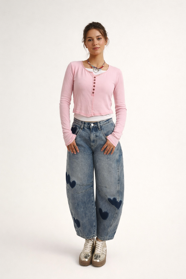 Denim-Hose mit Herzen für Frauen - Elodie