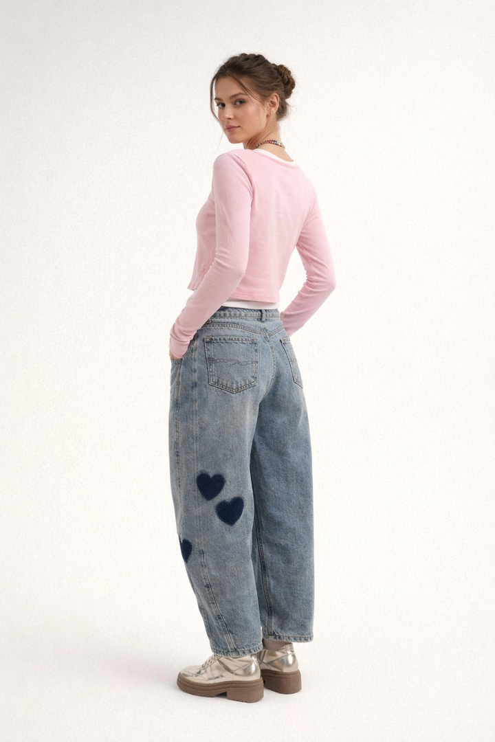 Denim-Hose mit Herzen für Frauen - Elodie