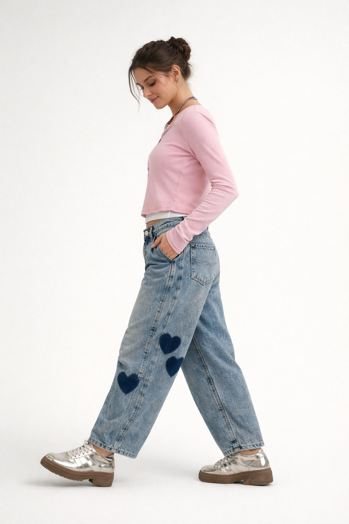 Denim-Hose mit Herzen für Frauen - Elodie