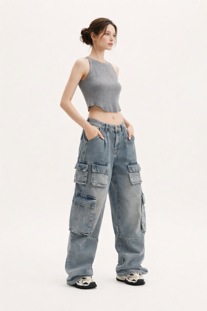 Cargo-Jeans mit mehreren Taschen für Frauen - Gabriela