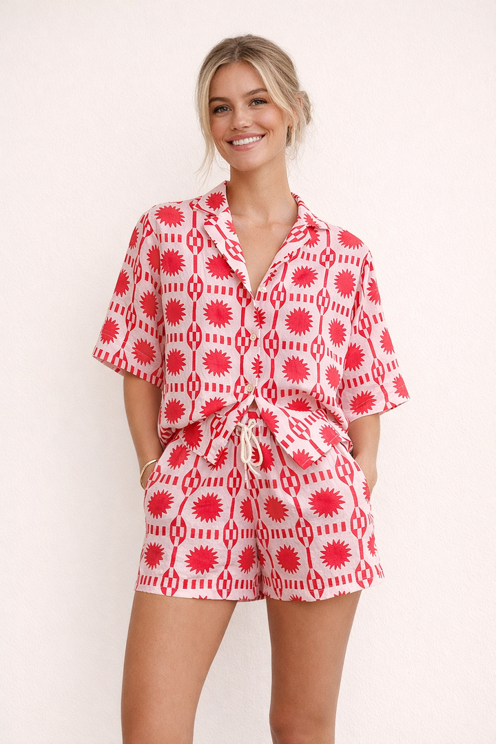 Bequemes, lässiges, bedrucktes Damen-Set für den Sommer - Silvia