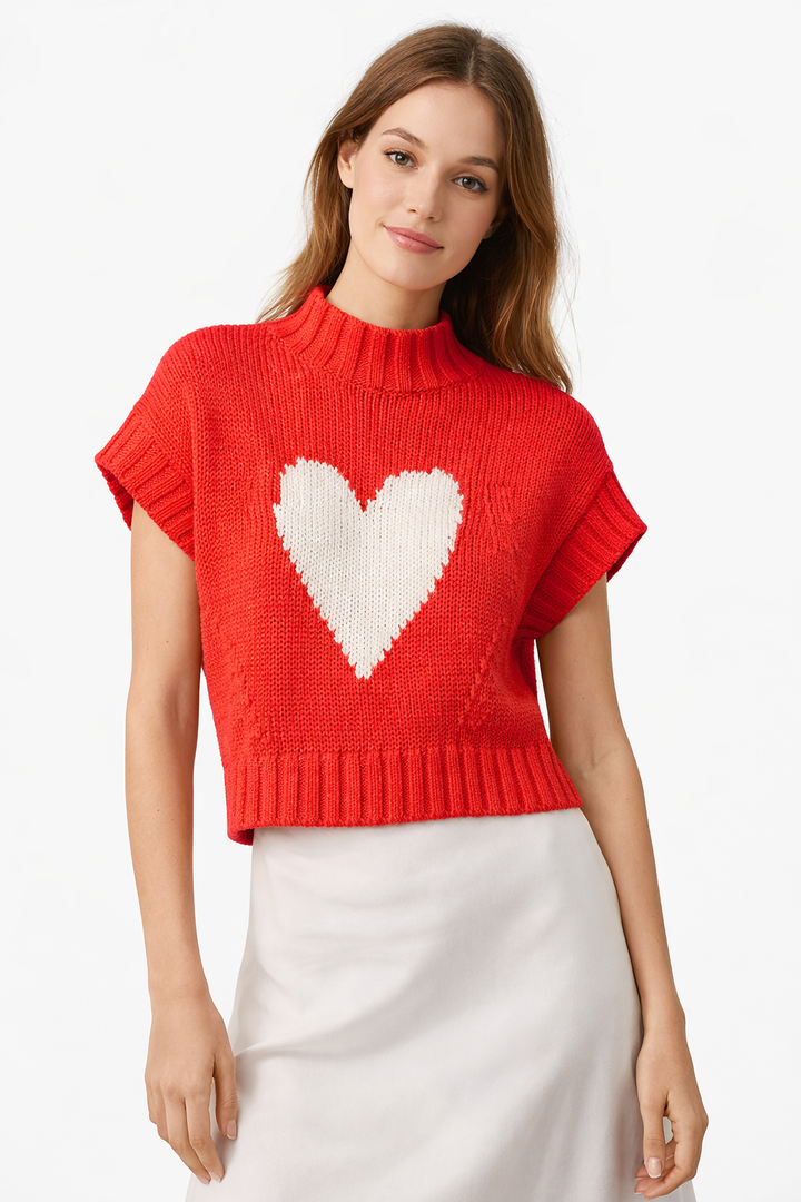 Damen Strickpullover mit Herz in der Mitte - Bryndís