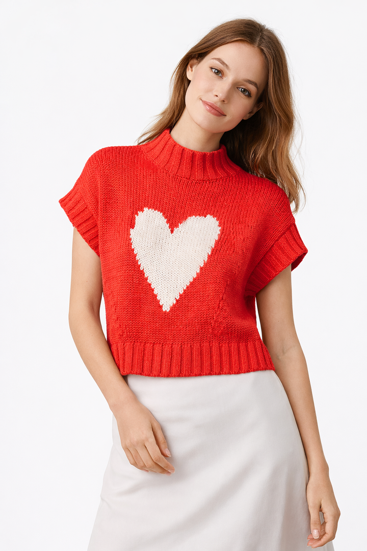 Damen Strickpullover mit Herz in der Mitte - Bryndís