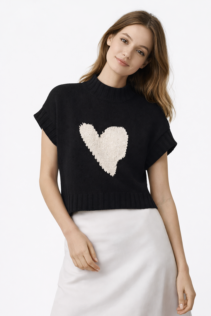Damen Strickpullover mit Herz in der Mitte - Bryndís