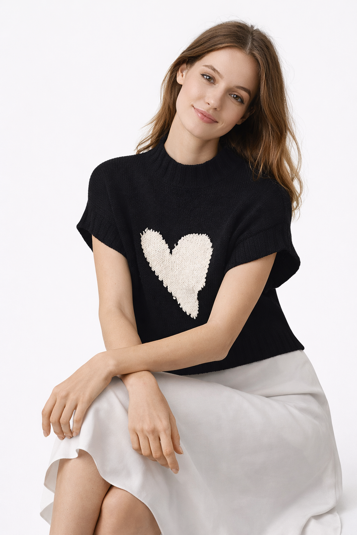 Damen Strickpullover mit Herz in der Mitte - Bryndís