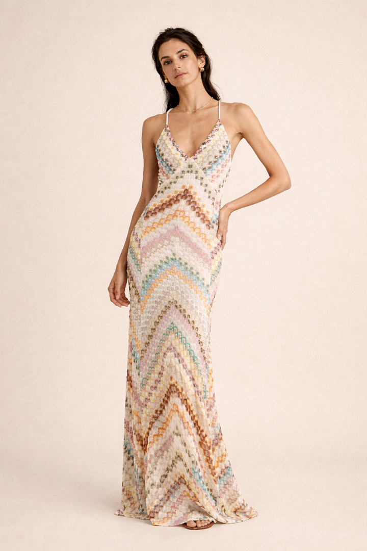 Mehrfarbiges Maxikleid für den Frühling - Elena