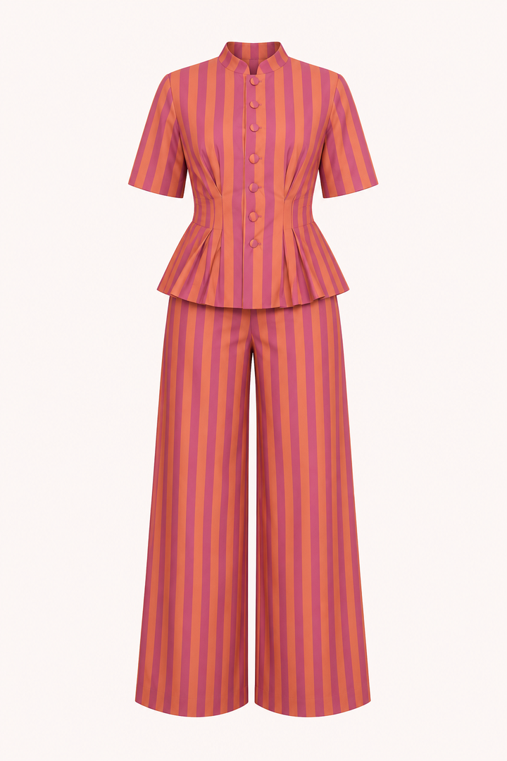 Elegantes Set aus kurzärmeliger Bluse und Hose – Caussie