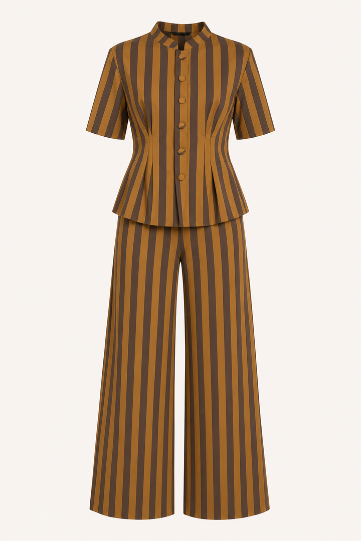 Elegantes Set aus kurzärmeliger Bluse und Hose – Caussie