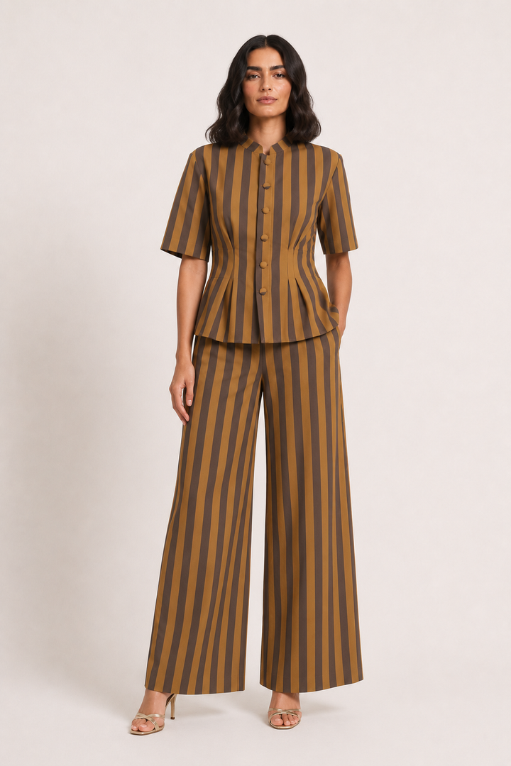 Elegantes Set aus kurzärmeliger Bluse und Hose – Caussie