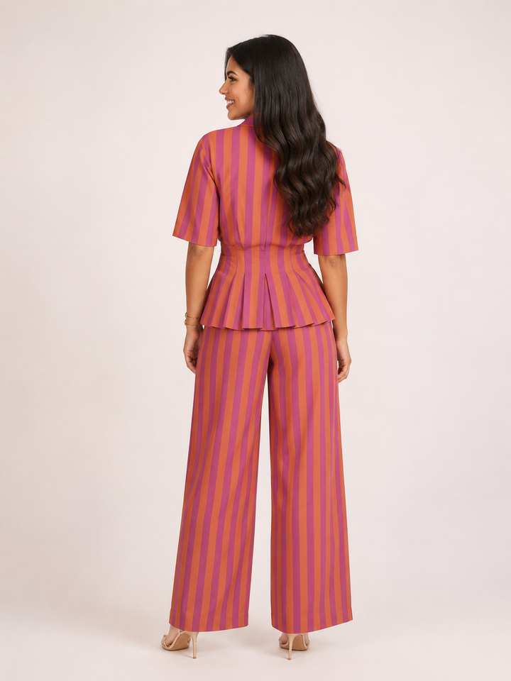 Elegantes Set aus kurzärmeliger Bluse und Hose – Caussie