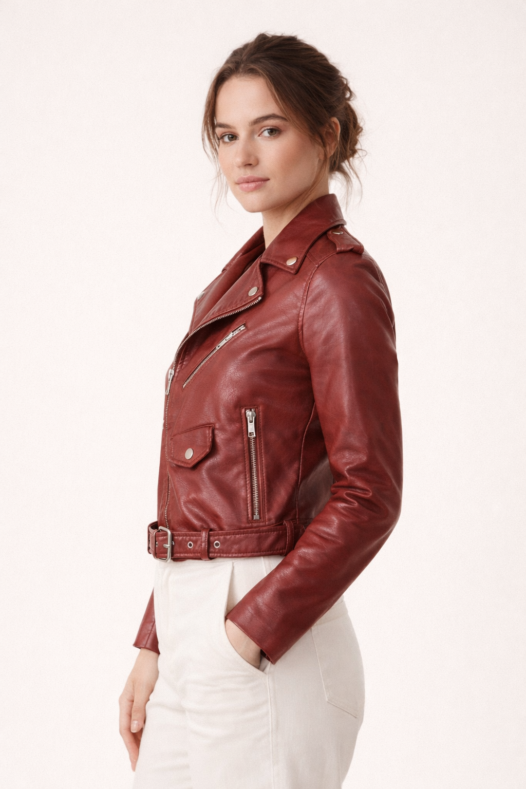 Damenjacke im Bikerstil aus Kunstleder mit schmaler Passform - Greta