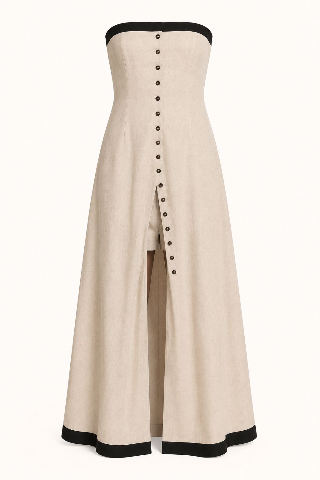 Langes Bandeau-Set aus Leinen mit kurzen Hosen - Senta