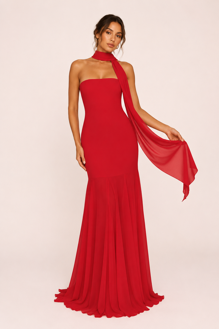 Elegantes langes Kleid mit Meerjungfrau-Effekt - Marlene