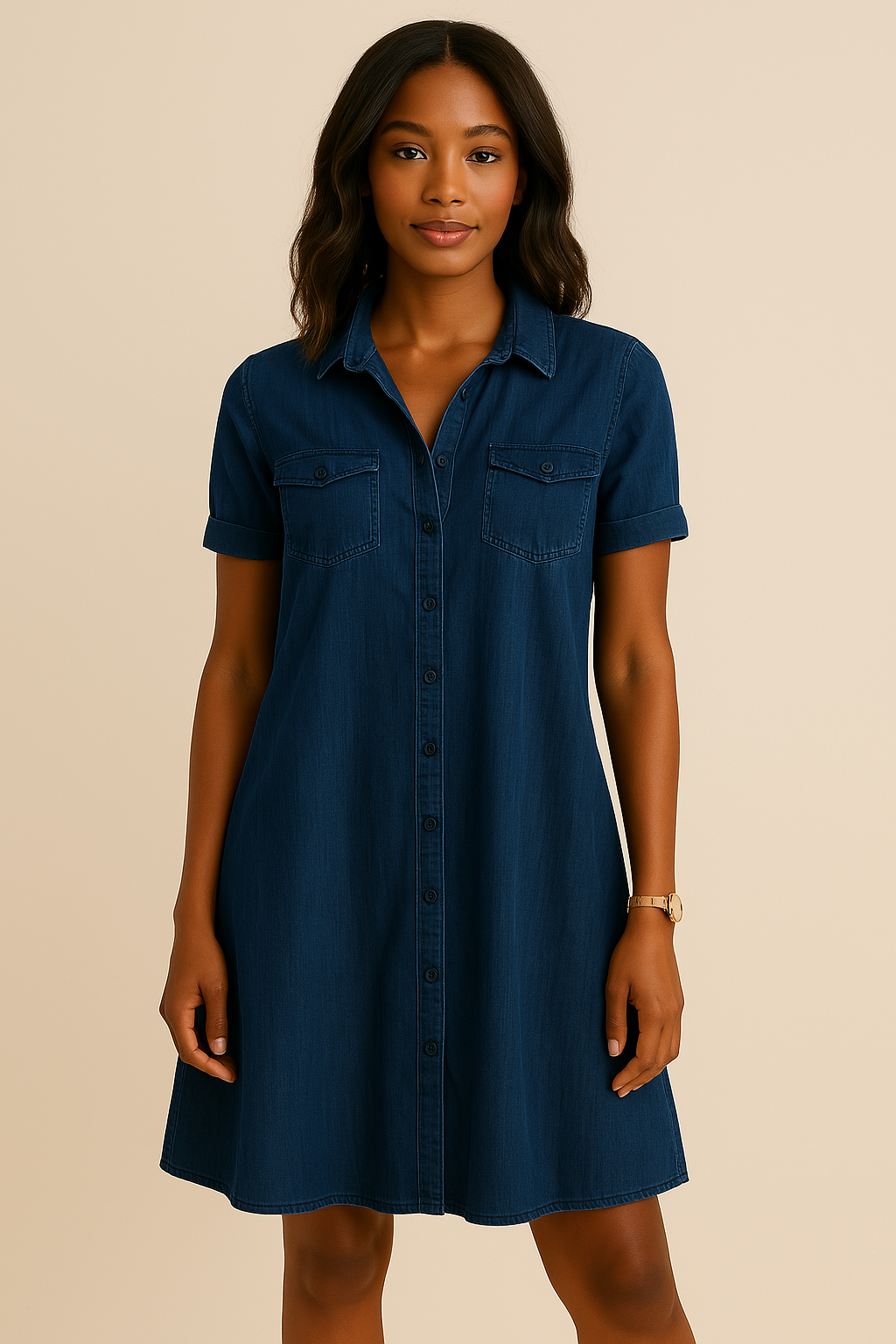 Bequemes Hemdblusenkleid aus Denim für Damen - Claire
