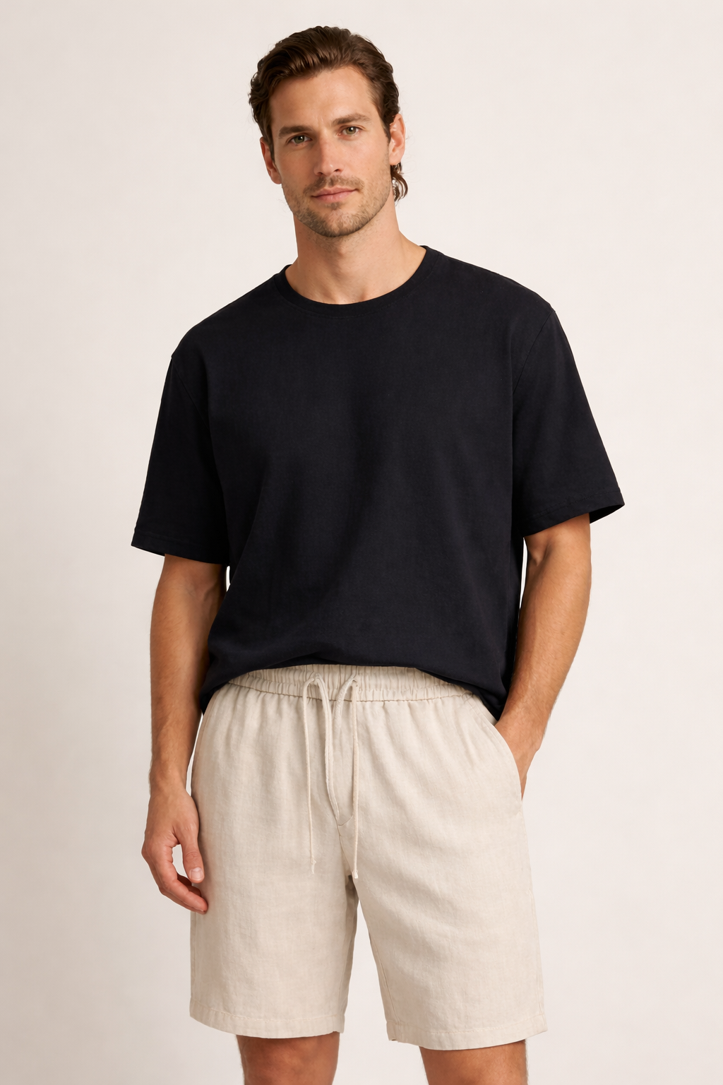 Shorts aus Leinen mit elastischem Bund und Kordelzug für Männer - Lecce