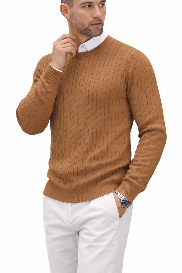 Herrenpullover mit Rundhalsausschnitt und geprägter Struktur - Hrodgar