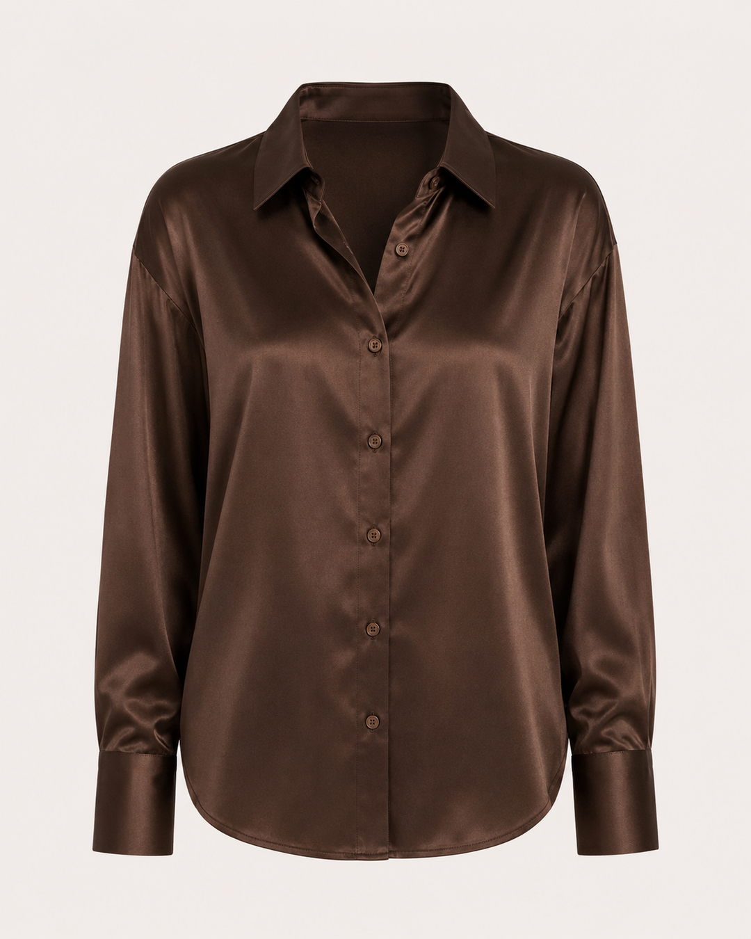 Satin-Bluse für Damen mit langen Ärmeln und Knopfleiste vorne – Hannelore