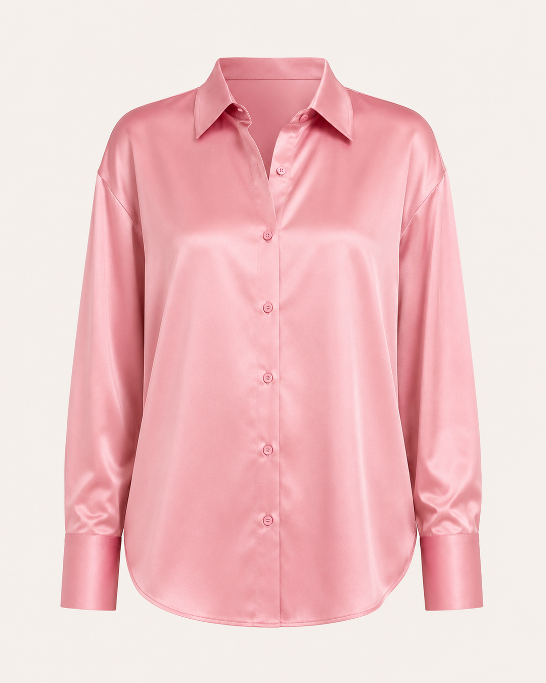 Satin-Bluse für Damen mit langen Ärmeln und Knopfleiste vorne – Hannelore