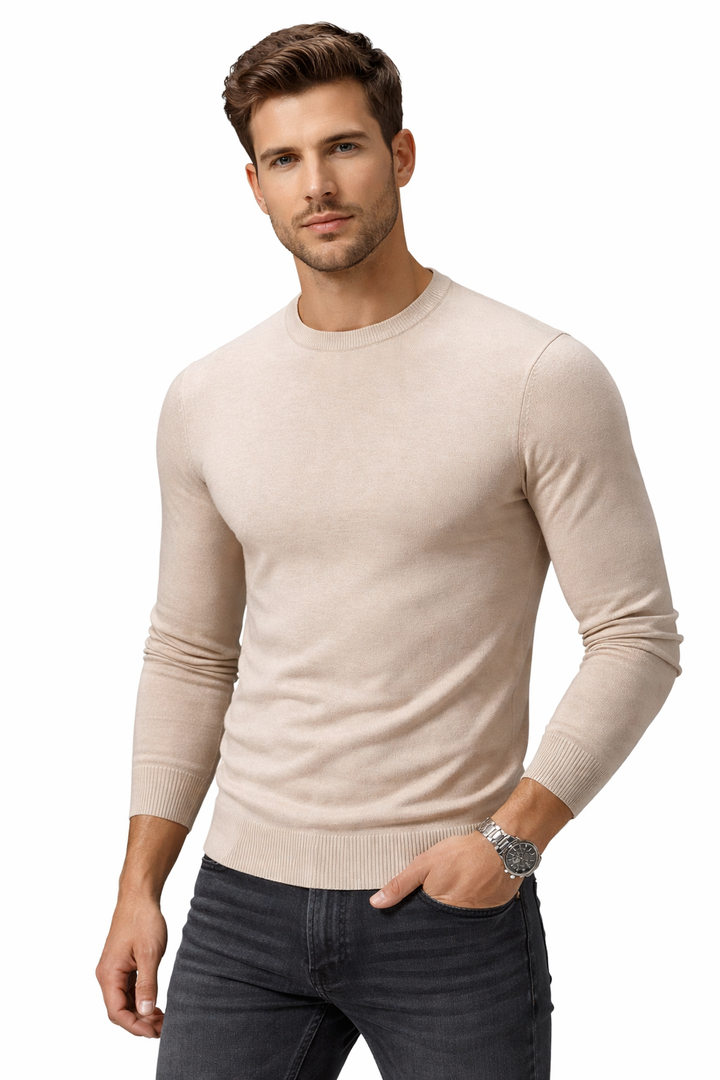 Herrenstrickpullover mit langen Ärmeln und Rundhalsausschnitt - Odrin