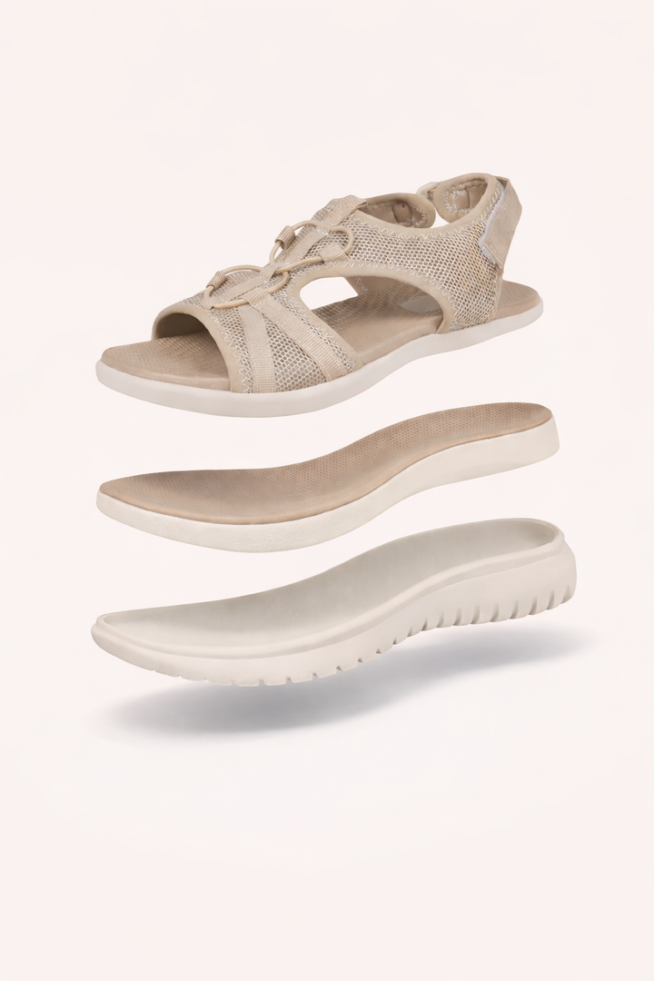 Orthopädische Sandalen mit verstellbarem Doppelriemen und ergonomischem Fußbett - Sarel