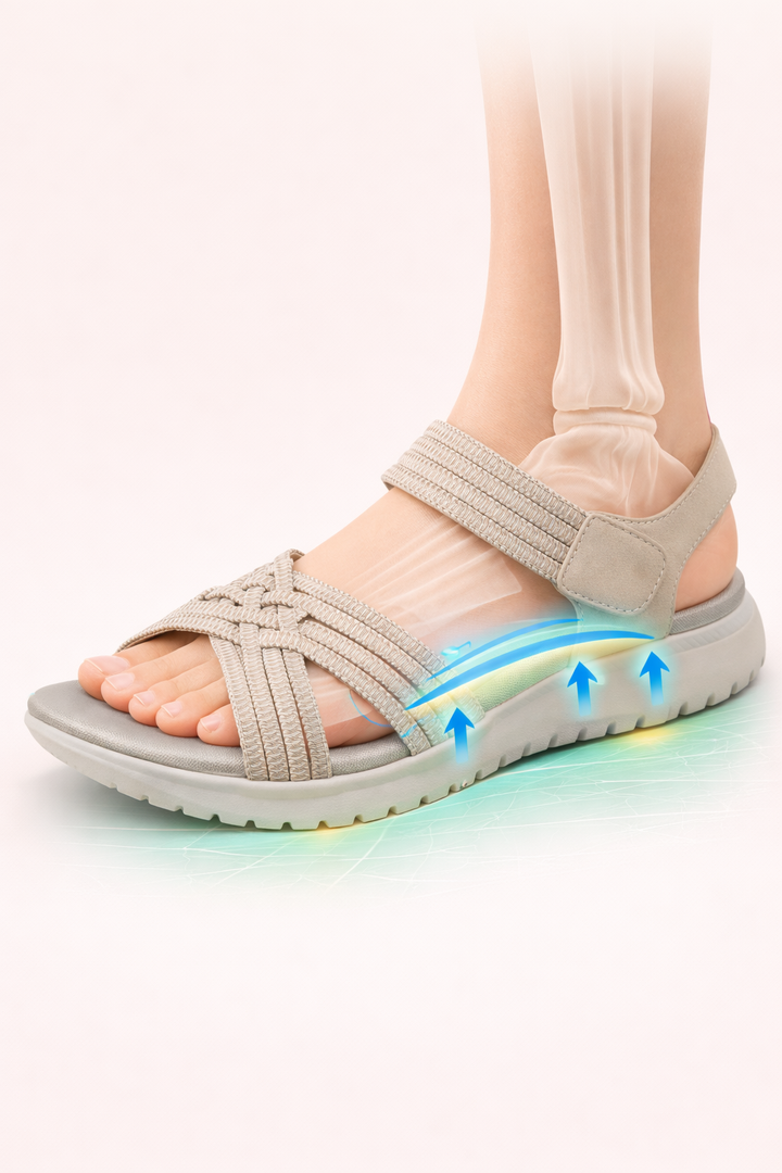 Orthopädische Damensandalen mit elastischen Laufriemen - Valery